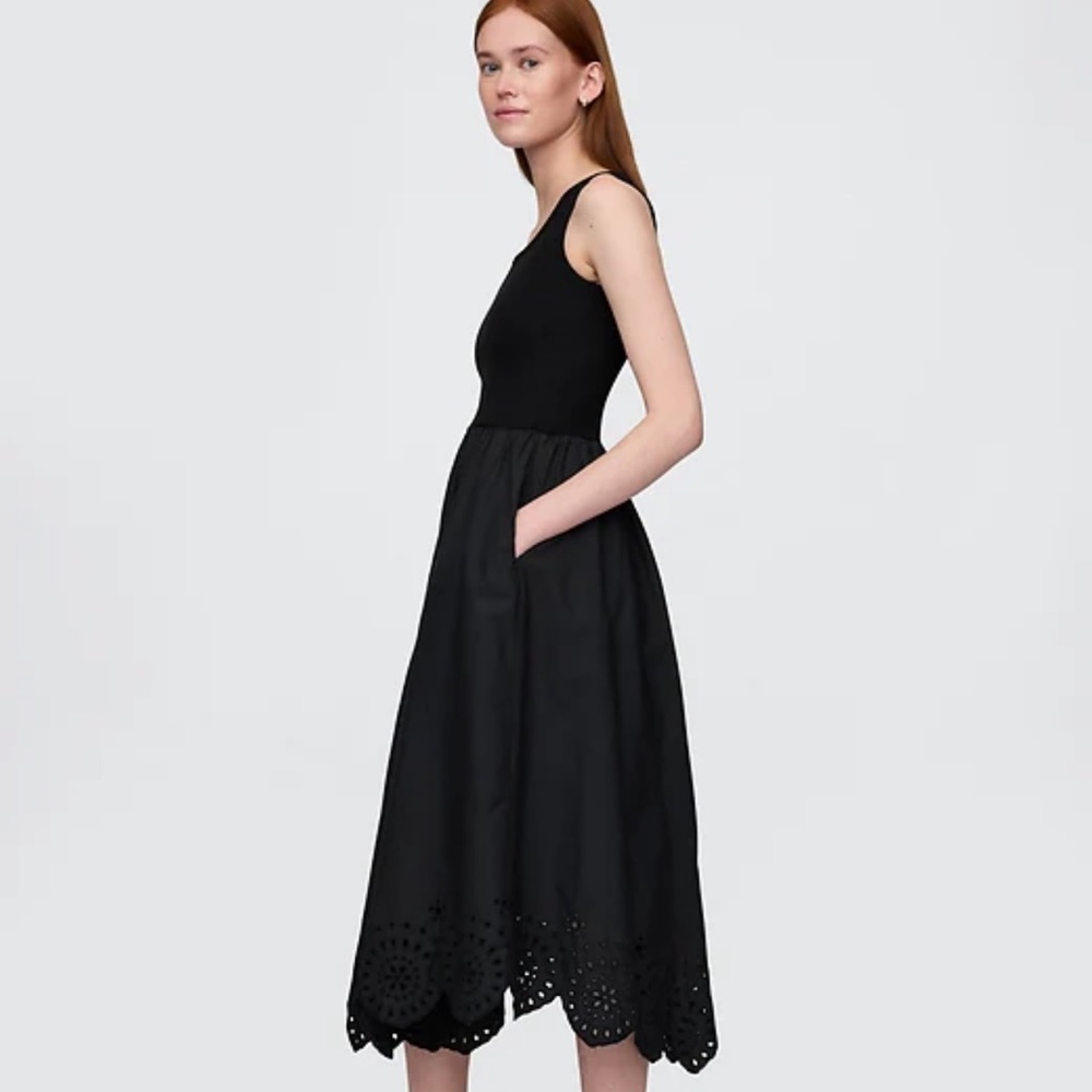 Gap Mixed Media Handkerchief Hem Midi Dress